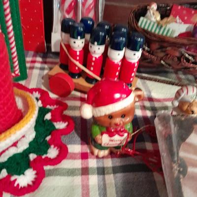 Christmas Decorations, A little vintage, a little newer, wooden soldiers, Bucilla make a ornament, and more