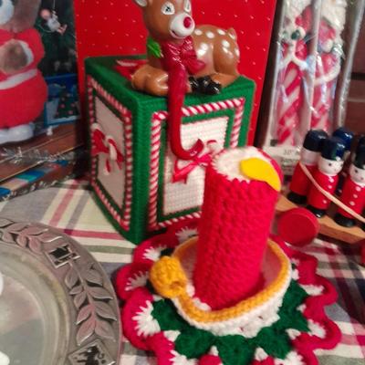 Christmas Decorations, A little vintage, a little newer, wooden soldiers, Bucilla make a ornament, and more