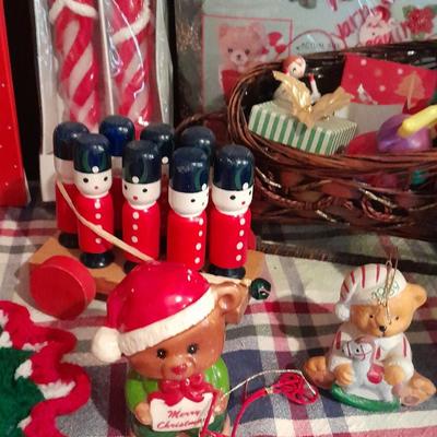 Christmas Decorations, A little vintage, a little newer, wooden soldiers, Bucilla make a ornament, and more