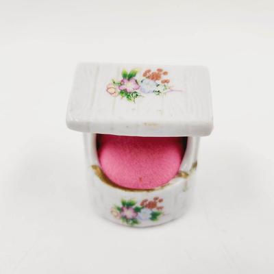 PORCELAIN WISHING WELL PIN CUSHION