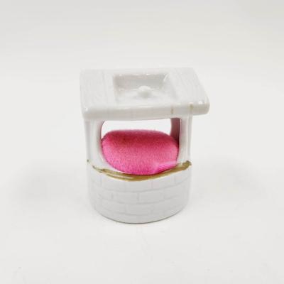 PORCELAIN WISHING WELL PIN CUSHION