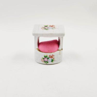 PORCELAIN WISHING WELL PIN CUSHION