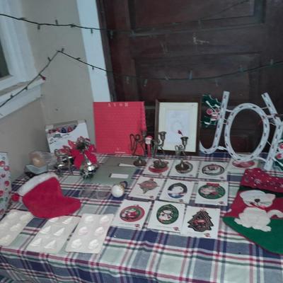 Light up JOY Christmas, New C7 bulb lights, metal candle holders, metal deer and sleigh ornaments, stockings and more