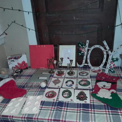 Light up JOY Christmas, New C7 bulb lights, metal candle holders, metal deer and sleigh ornaments, stockings and more