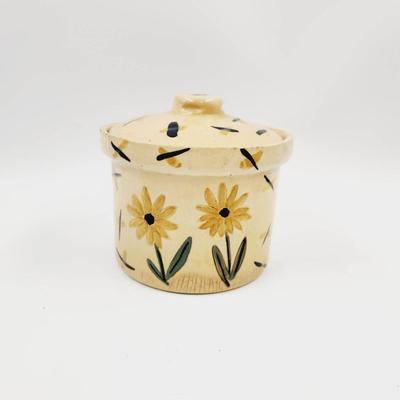 VINTAGE SUNFLOWER STONEWARE CROCK
