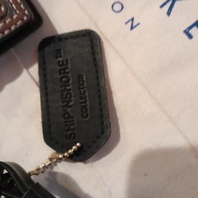 Purses, black leather purse, leather phone belt clip case, London cloth shopping bag, and more