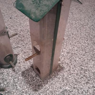 Three Wild Bird's Unlimited metal roofed thick plastic Bird feeders