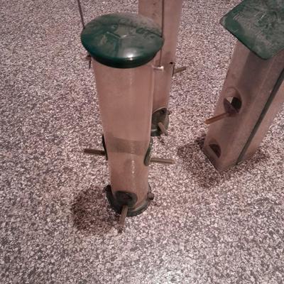 Three Wild Bird's Unlimited metal roofed thick plastic Bird feeders