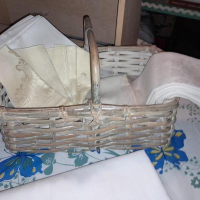 Table Linens, embroidered, napkins, and tablecloths.