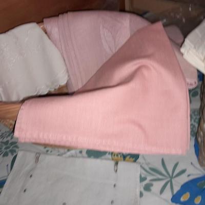 Table Linens, embroidered, napkins, and tablecloths.