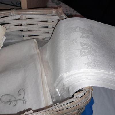 Table Linens, embroidered, napkins, and tablecloths.