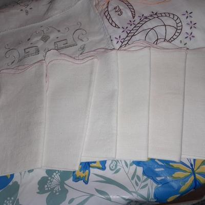 Table Linens, embroidered, napkins, and tablecloths.