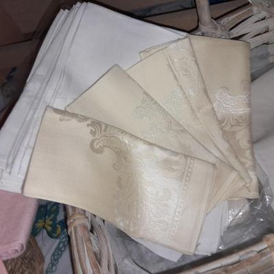 Table Linens, embroidered, napkins, and tablecloths.