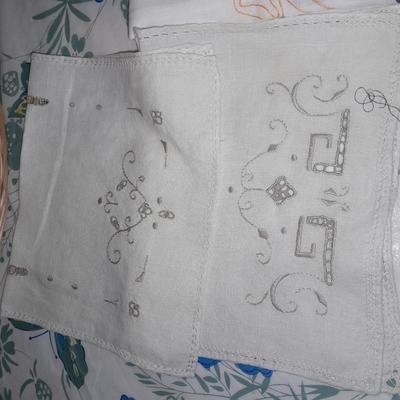 Table Linens, embroidered, napkins, and tablecloths.