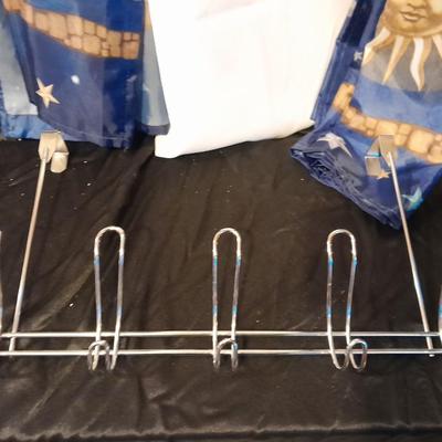 Celestial Shower curtains, and a white shower curtain with over the door hanger