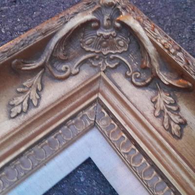 Beautiful Gold toned 12 x 16" vintage picture frame with carved design