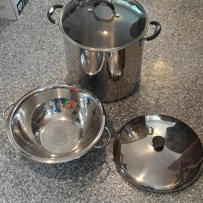 Professional Tramontina 22 Quart 20.8 Litre Stainless Steel Stock pot with 2 lids and stainless strainer