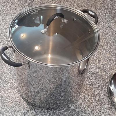 Professional Tramontina 22 Quart 20.8 Litre Stainless Steel Stock pot with 2 lids and stainless strainer
