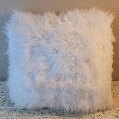 Fluffy White Faux Fur Pillow