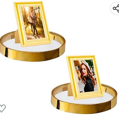 YOLS Small Floating Shelf - Round Gold Metal Frame with Clear Acrylic- Wall Mounted Hanging Decorative Shelves for Kitchen, Living Room,...