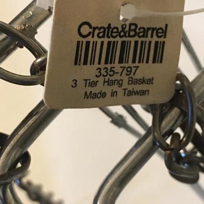 Crate and Barrel Hanging 3 tiered basket  and Metal baskets assortment