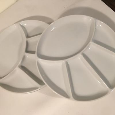 4 ceramic divided plates. with sections
