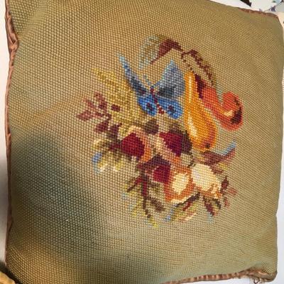 Vintage pair of embroidered pillows