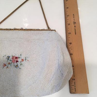 Vintage French seed pearl and petite point handbag