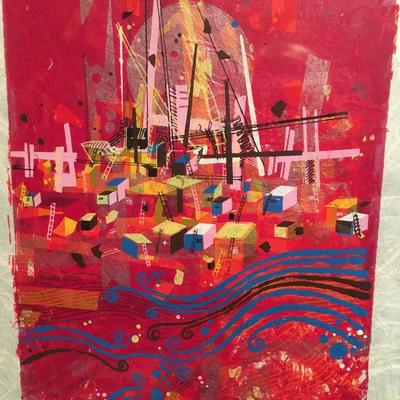 Yankel Ginzburg 'The Port' Print on rice paper