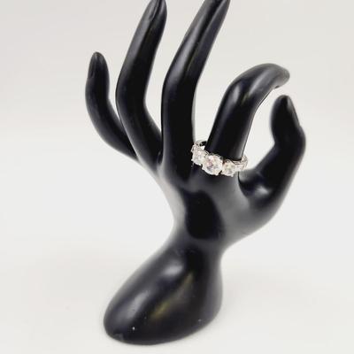 BEAUTIFUL .925 SILVER & CZ 3 PC CLUSTER SIZE 9