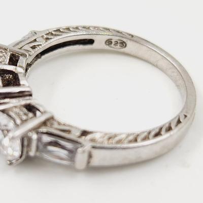 BEAUTIFUL .925 SILVER & CZ 3 PC CLUSTER SIZE 9