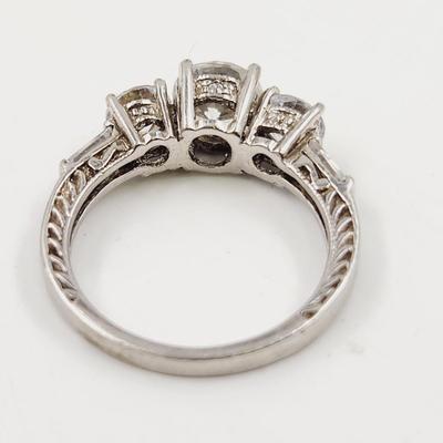 BEAUTIFUL .925 SILVER & CZ 3 PC CLUSTER SIZE 9
