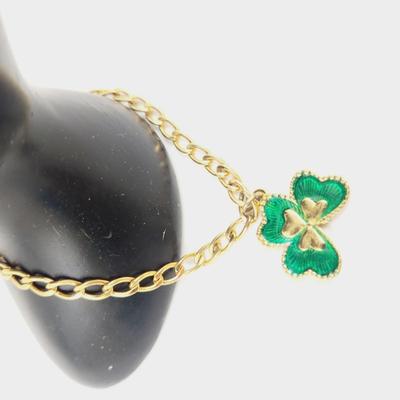 CUTE GOLD TONED CLOVER CHAIN BRACELET
