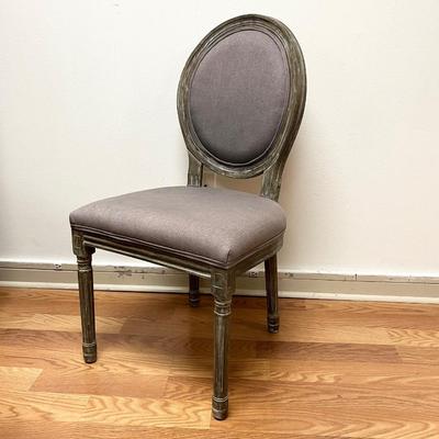 Grey Linen Upholstered Wood Chair