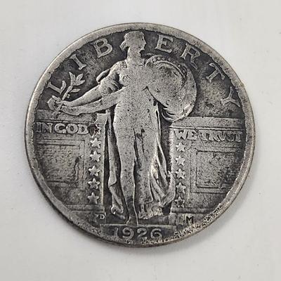 1926 M STANDING LIBERTY SILVER QUARTER DOLLAR COIN