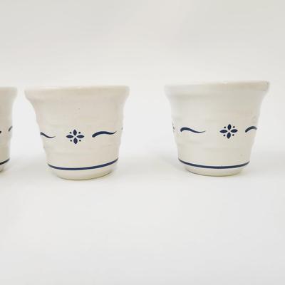 4 BLUE LONGABERGER POTTERY VOTIVE SAUCE DIPPER POTTERY DISH