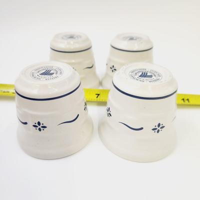 4 BLUE LONGABERGER POTTERY VOTIVE SAUCE DIPPER POTTERY DISH