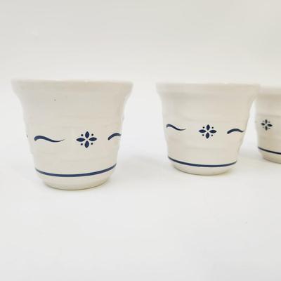 4 BLUE LONGABERGER POTTERY VOTIVE SAUCE DIPPER POTTERY DISH