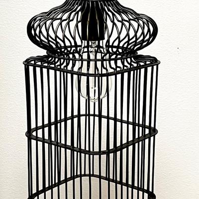 Set Of Two (2) ~ Black Iron Bird Cage Style Chandeliers