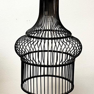 Set Of Two (2) ~ Black Iron Bird Cage Style Chandeliers