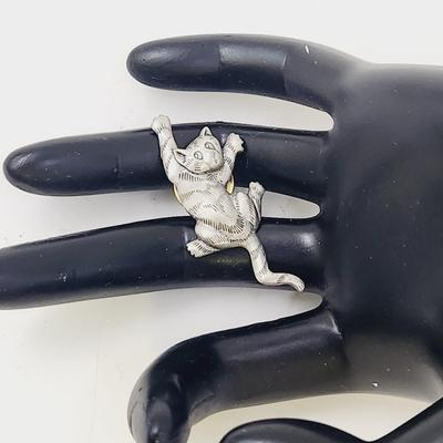 JJ PEWTER KITTY PIN