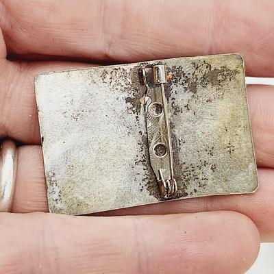 SILVER PLATE BRONZE & COPPER DOUBLE HEART PIN