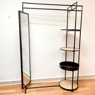 Black Garment Rack ~ With Swivel Mirror & 4 Shelves