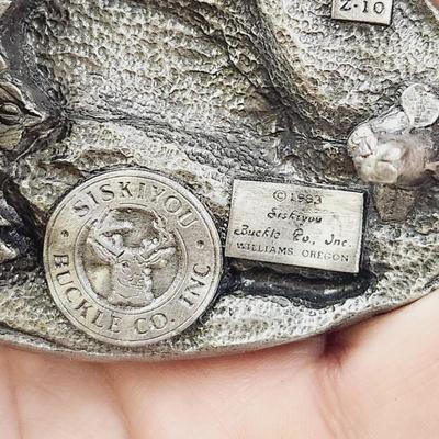 SISKIYOU 1983 HORSE COWBOY PEWTER BELT BUCKLE