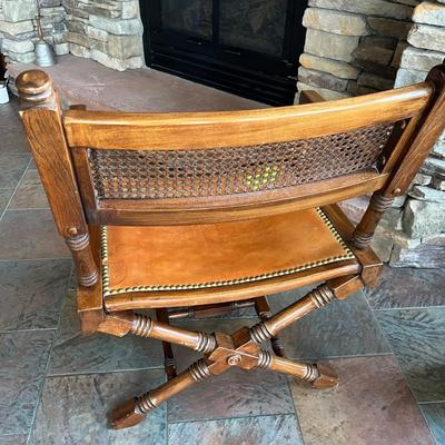 Leather & Cane Directors Chair BOHO