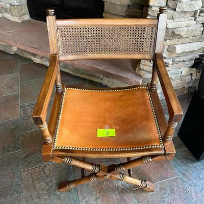 Leather & Cane Directors Chair BOHO