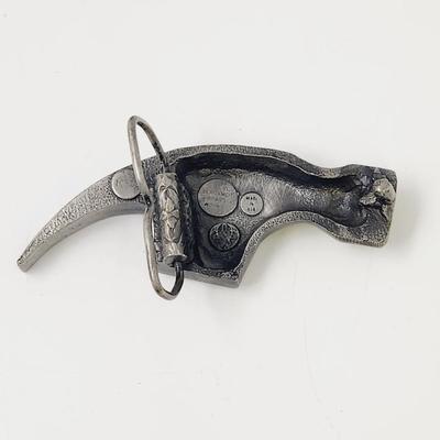 1981 BERGAMONT PEWTER HAMMER BELT BUCKLE