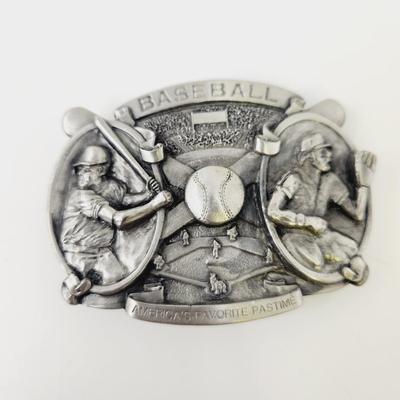 1983 BERGAMONT PEWTER BASEBALL BELT BUCKLE