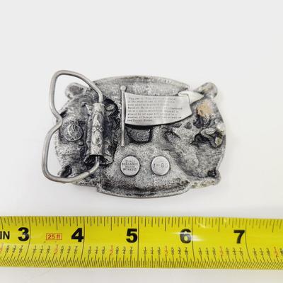 1983 BERGAMONT PEWTER BASEBALL BELT BUCKLE