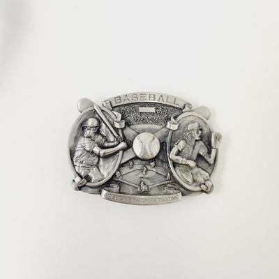1983 BERGAMONT PEWTER BASEBALL BELT BUCKLE